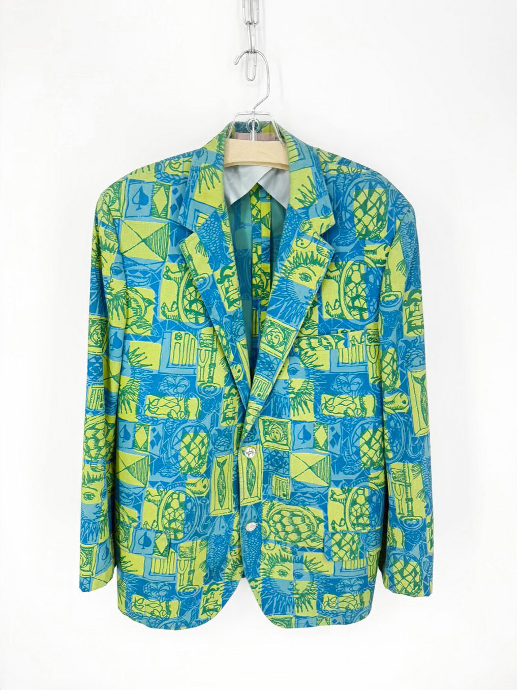 VINTAGE LILLY PULITZER Size 39 Blue & Green Print Sport Coat