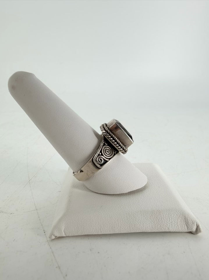 STERLING SILVER Black Square Ring