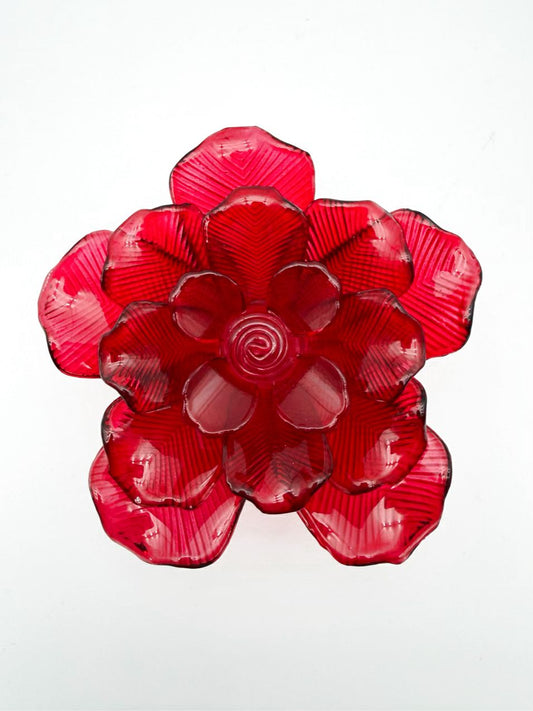 WATERFORD Red Crystal Flower Paperweight