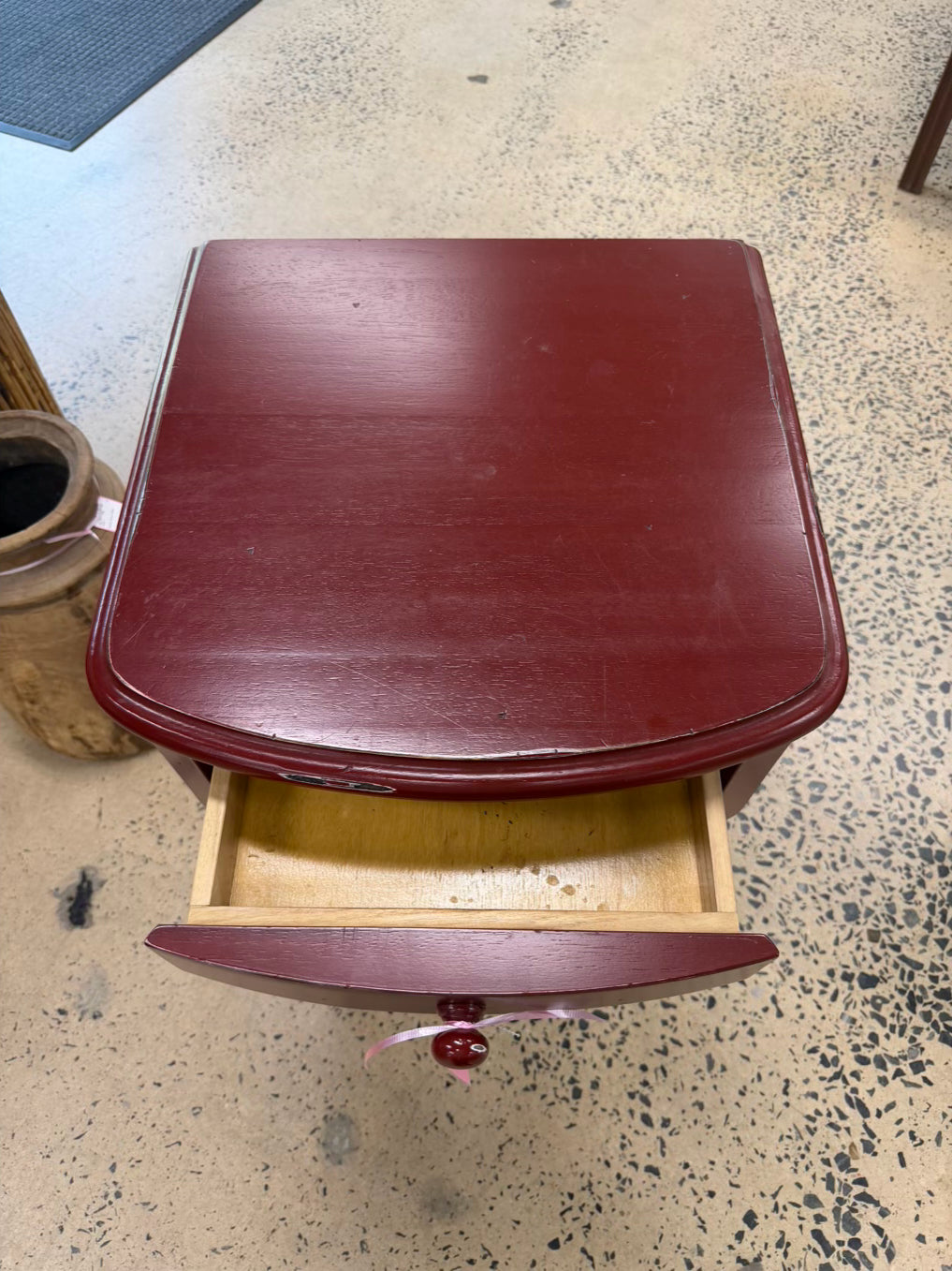 Red Wood End Table w/ Drawer