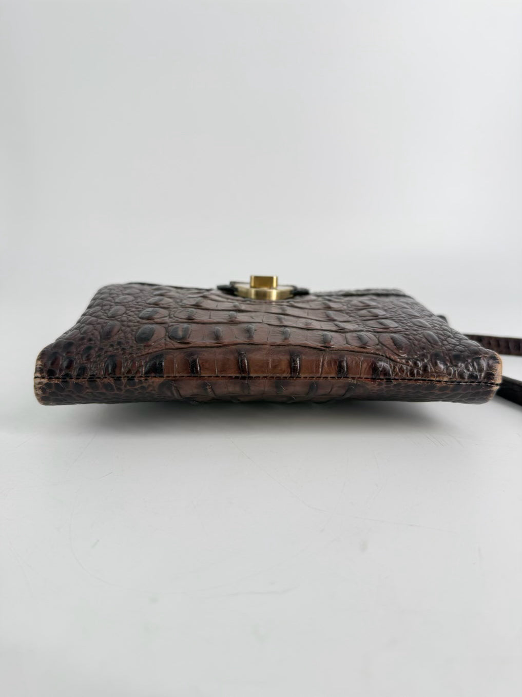 BRAHMIN Chocolate Leather Embossed Crossbody Bag