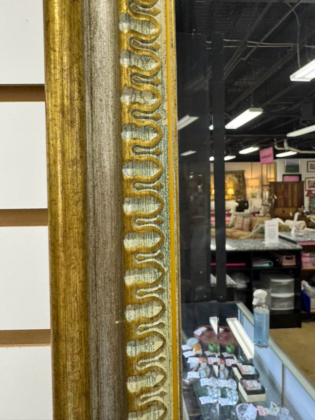 Brushed Gold & Silver Wood Beveled Mirror