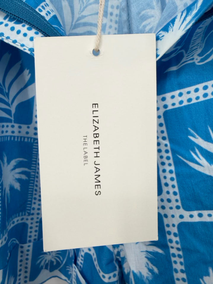 ELIZABETH JAMES THE LABEL Size M Blue & Cream Tropical Shorts NWT