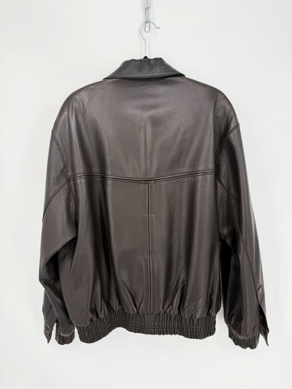 BARCELINO Men's Size 52 Dark Brown Leather Jacket
