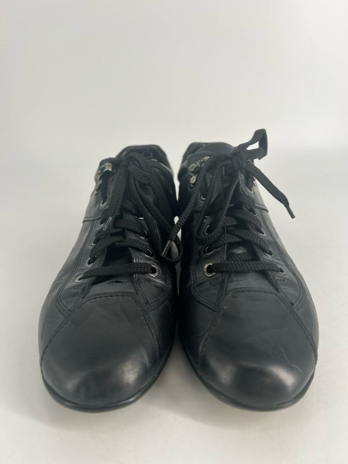 CESARE PACIOTTI Size 7 Black Leather Embossed Casual Shoes
