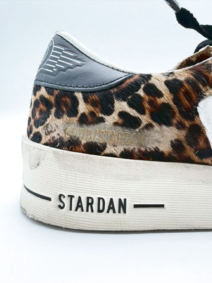 GOLDEN GOOSE WMNS Size 38 White & Brown Animal Print Sneakers