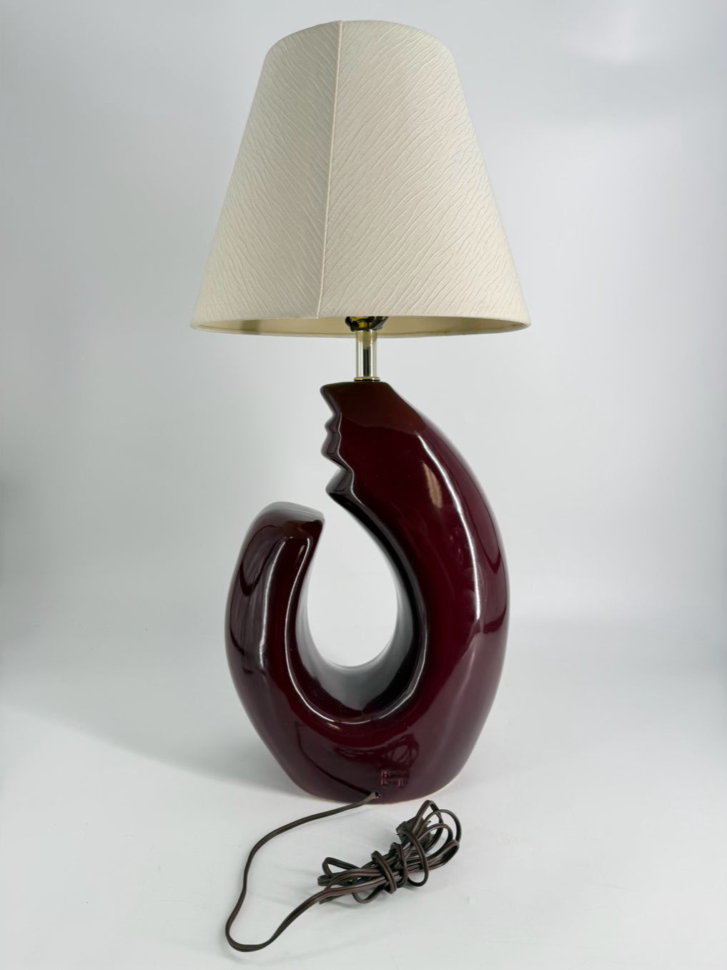 VINTAGE Purple Ceramic Lamp w/ Shade