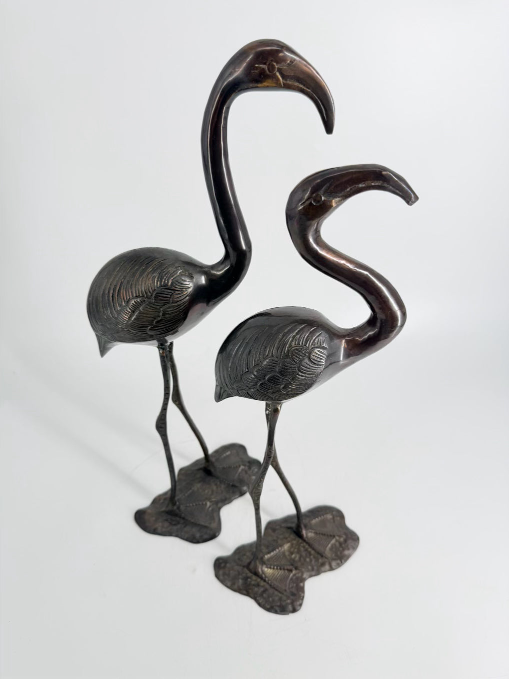 Gray Metal Pair Of Herons Figures