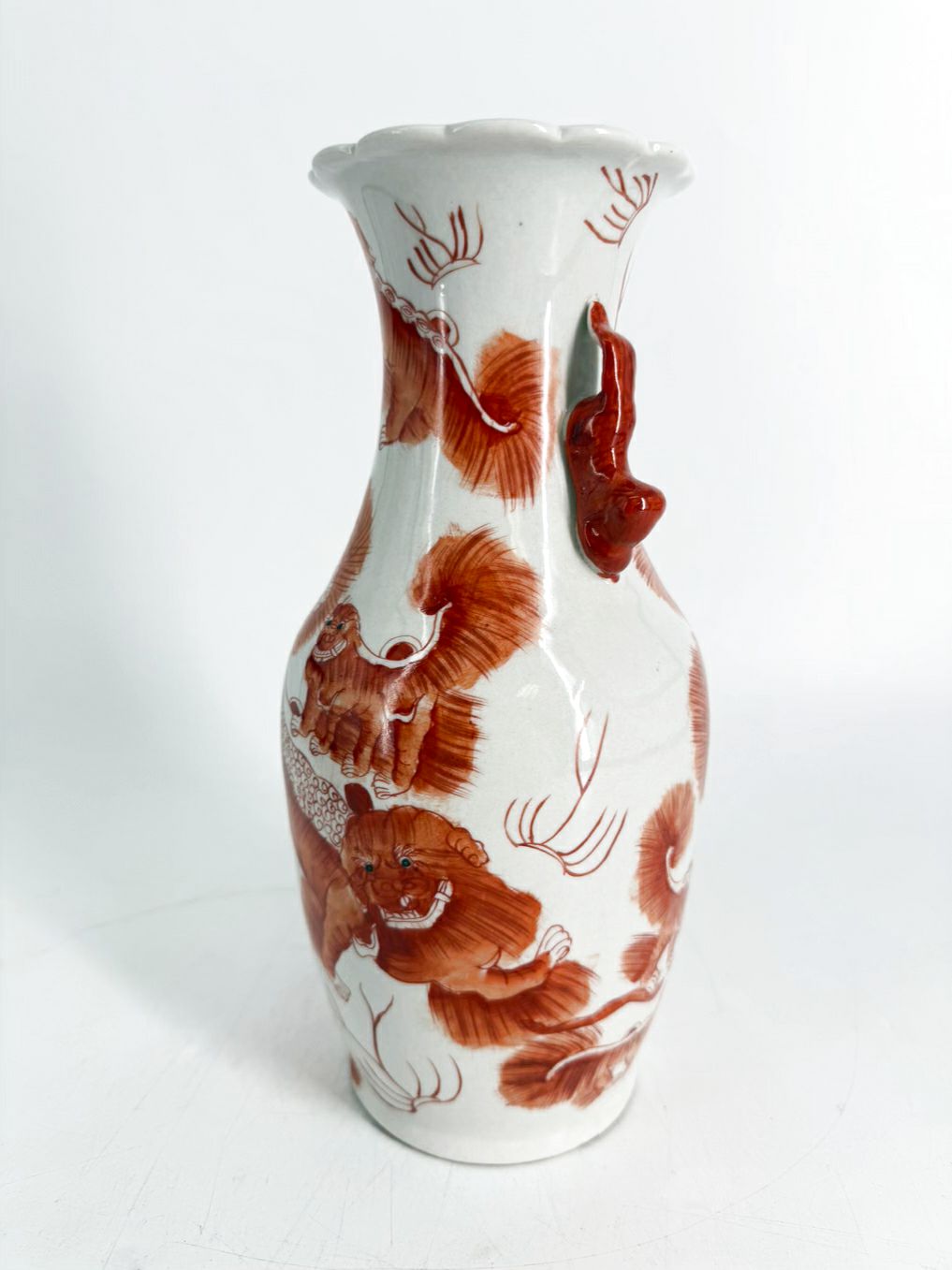 VINTAGE Rust & White Porcelain Vase