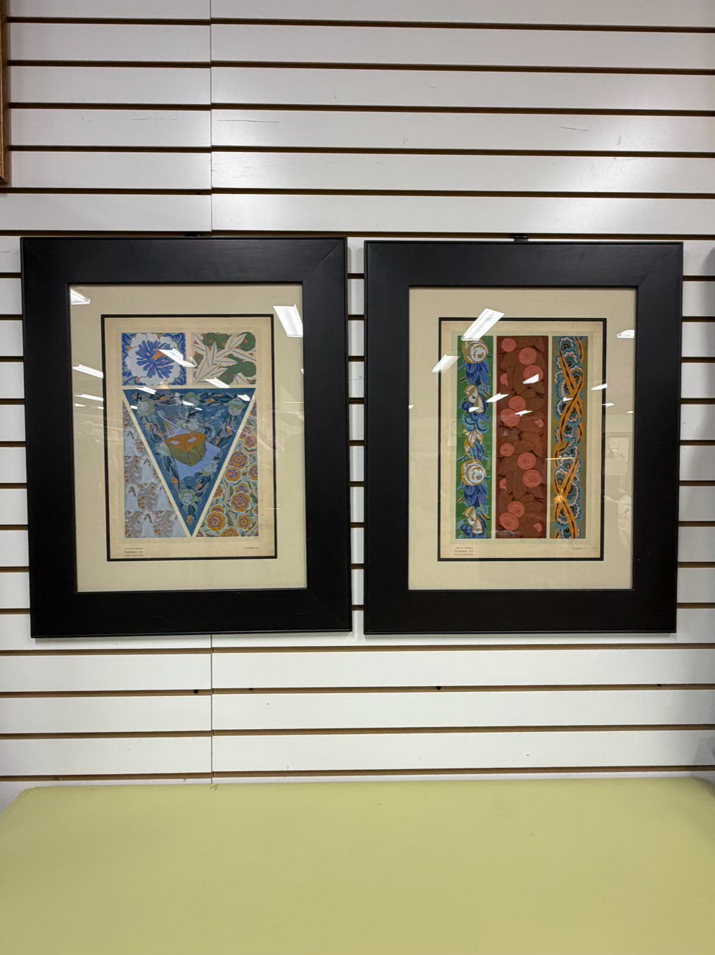 Formes Et Couleurs Pair Of Paintings In Black Frames