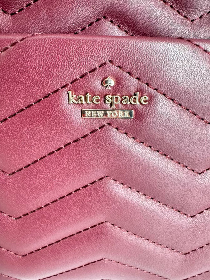 KATE SPADE Burgundy Quilted Leather Backpack