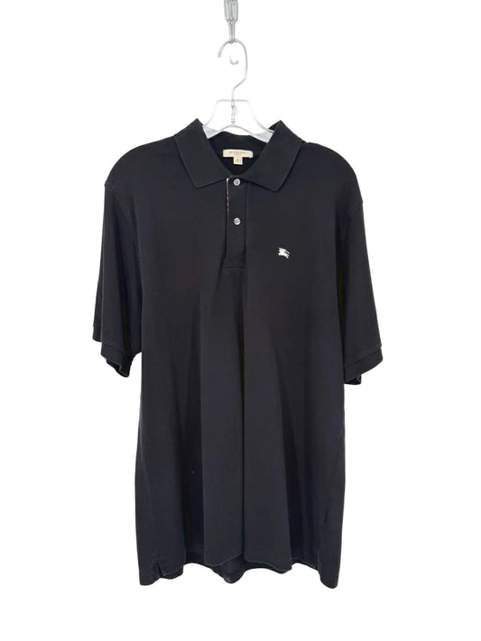 BURBERRY LONDON Nova Check Accent Size L Black Short Sleeve Shirt
