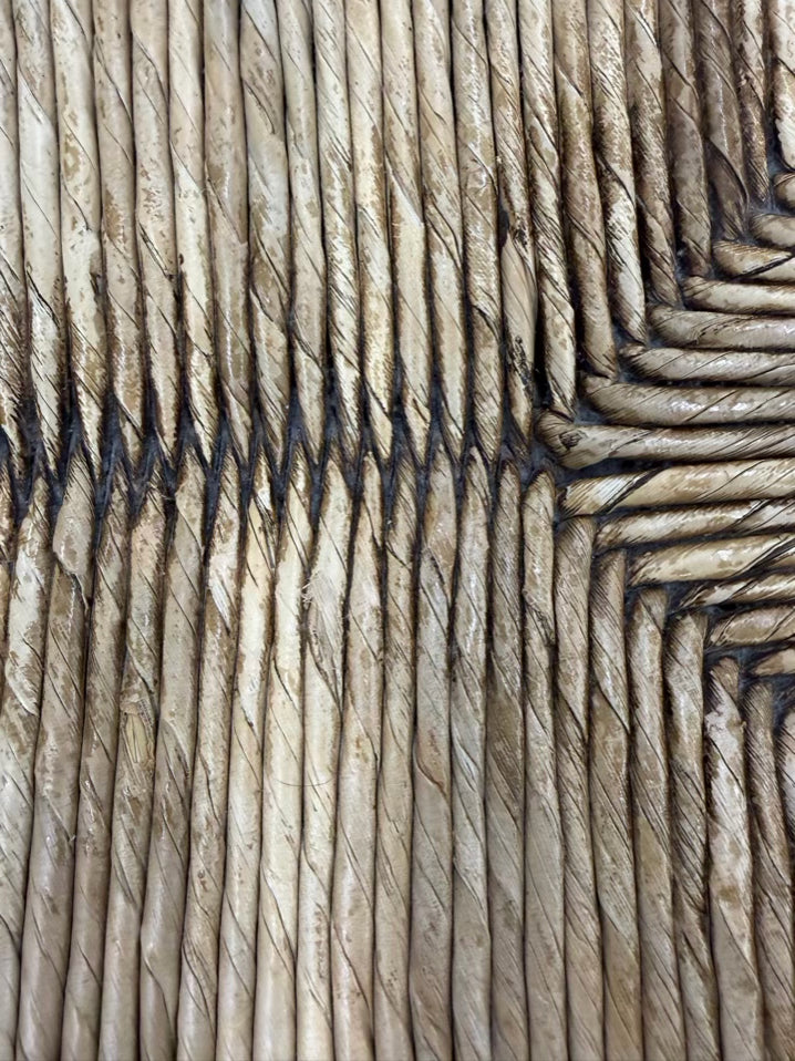Black Wood French Bench w/ Natural Woven Rush Seat
