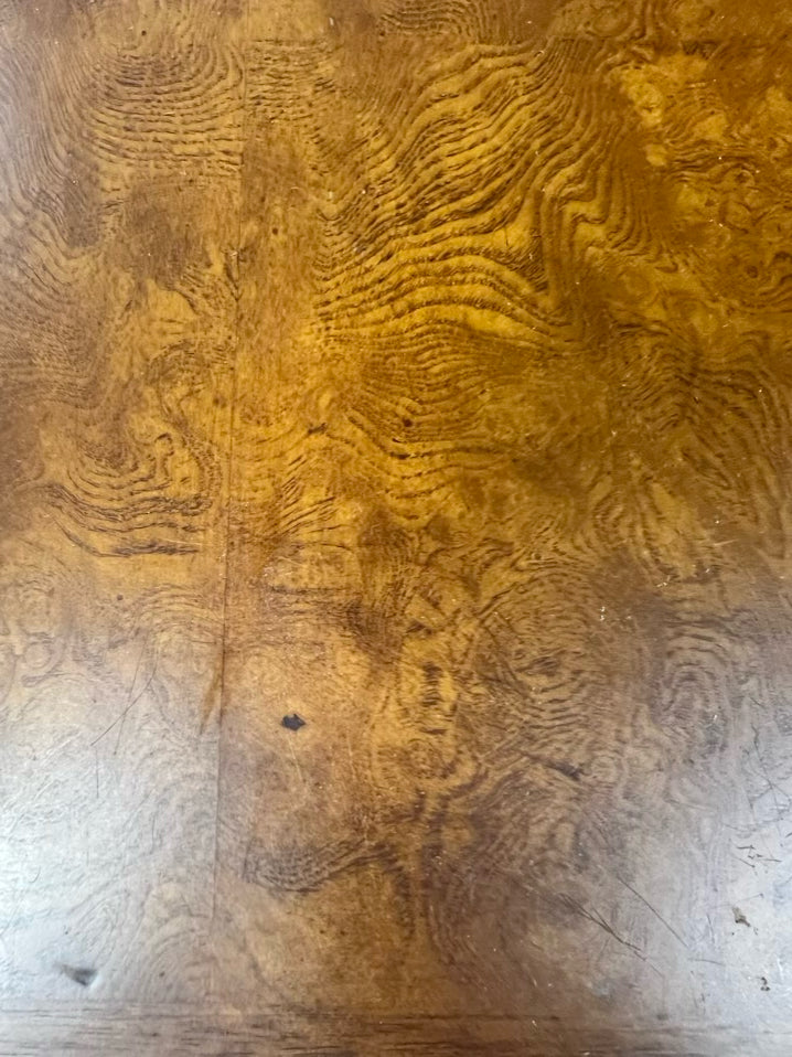 Medium Brown Carved Wood Writing Desk w/ 3 Drawers