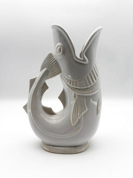 SHREVE White Ceramic Gurgling Cod Pitcher