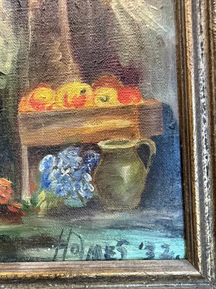 HOLMES Stream By Flower Ladies Shed Painting In Brown Frame
