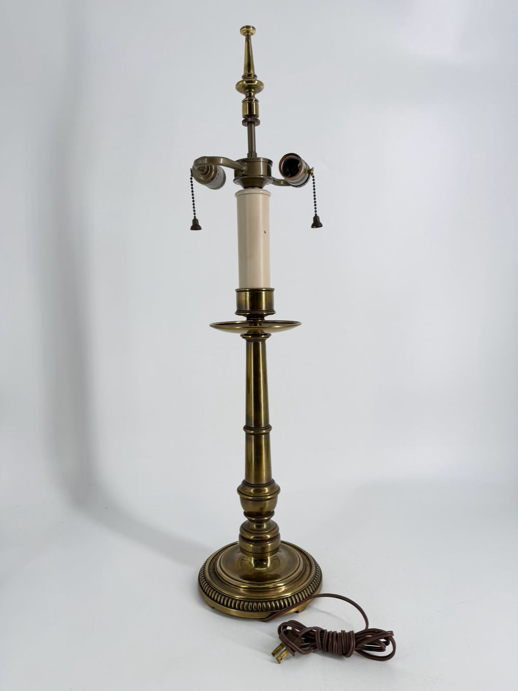 STIFFEL Brass Candlestick Lamp w/ Pull Chain & No Shade