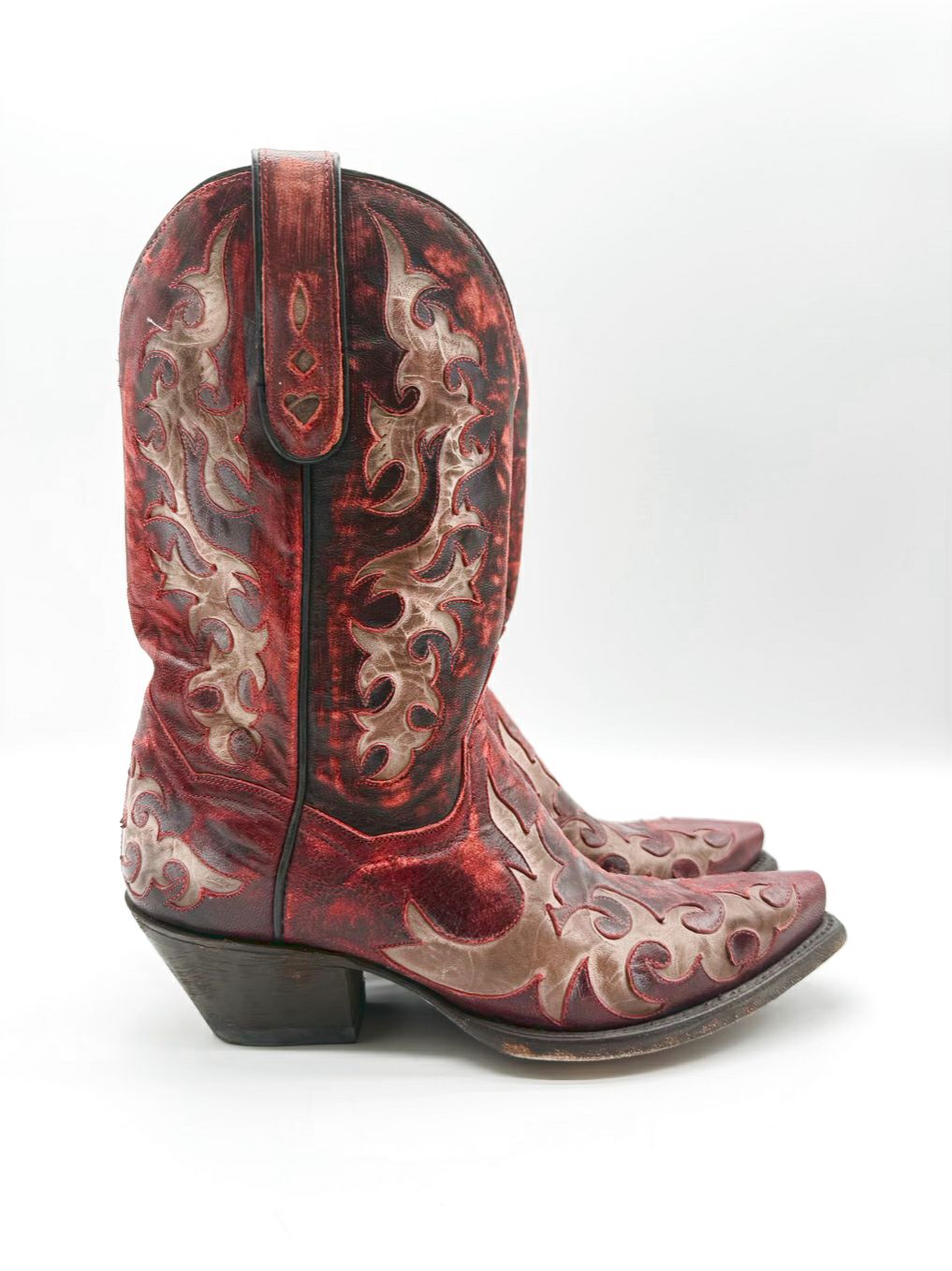 DAN POST WMNS Size 8 Red & Cream Leather Boots