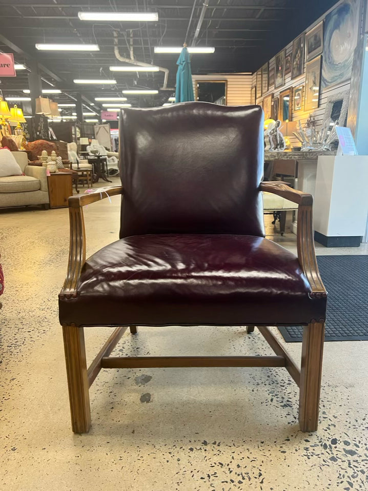 Red Leather Chippendale Chair