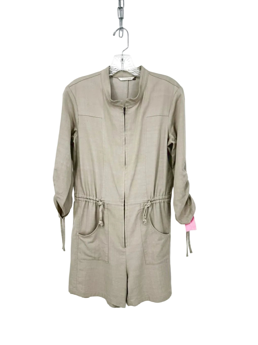 ELAINE KIM Size Wmn's S Khaki Zip Up Romper