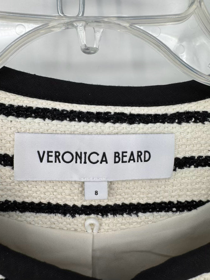 VERONICA BEARD Size 8 Cream & Black Stripe Blazer