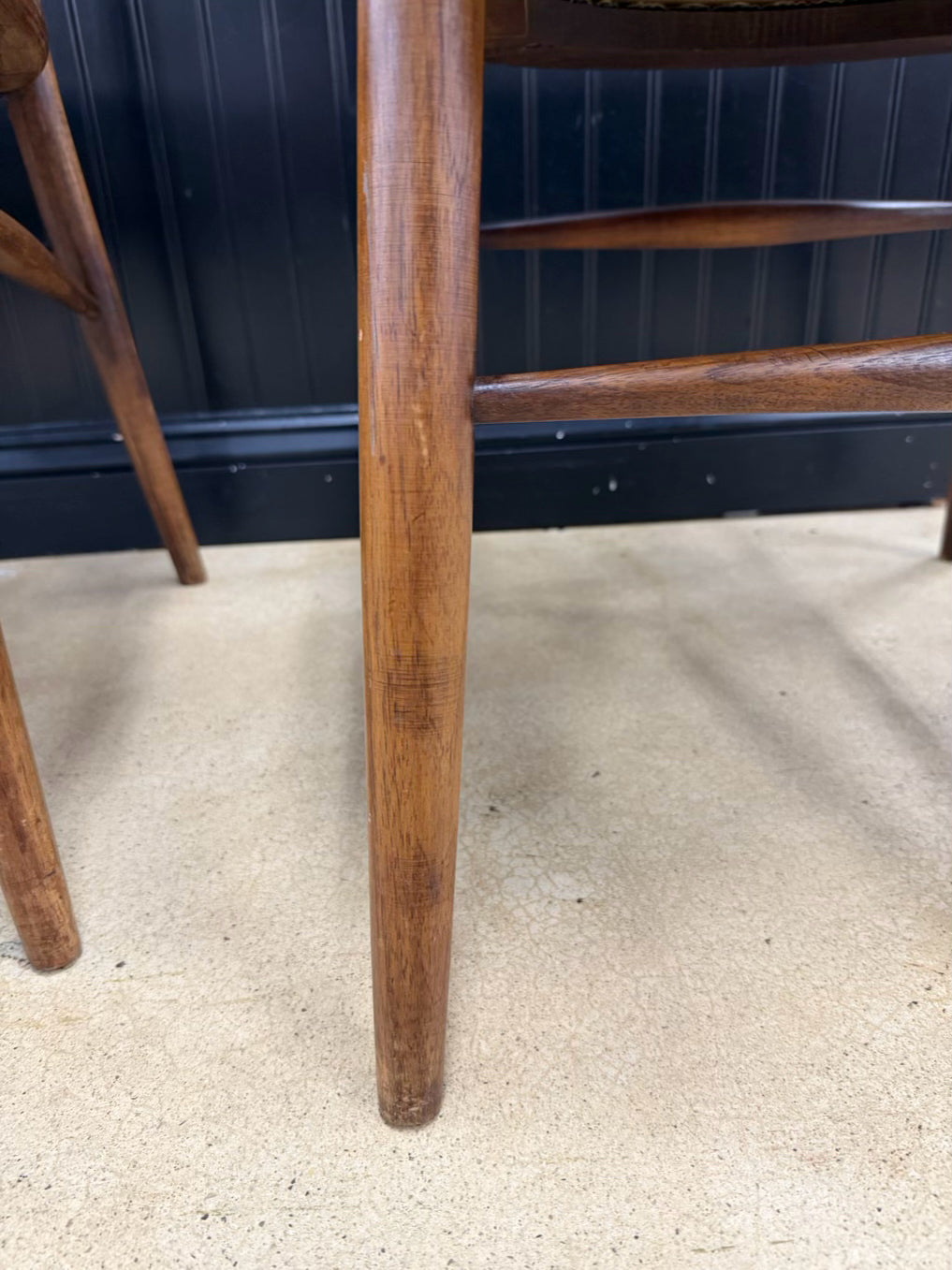 BOLING CHAIR CO By Jack Cartwright Mid Century Modern Wood & Leather Pair Of Charter Armchairs