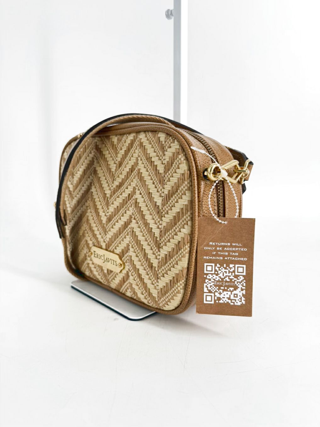 ERIC JAVITS Tog Raffia Natural Crossbody Bag NWT
