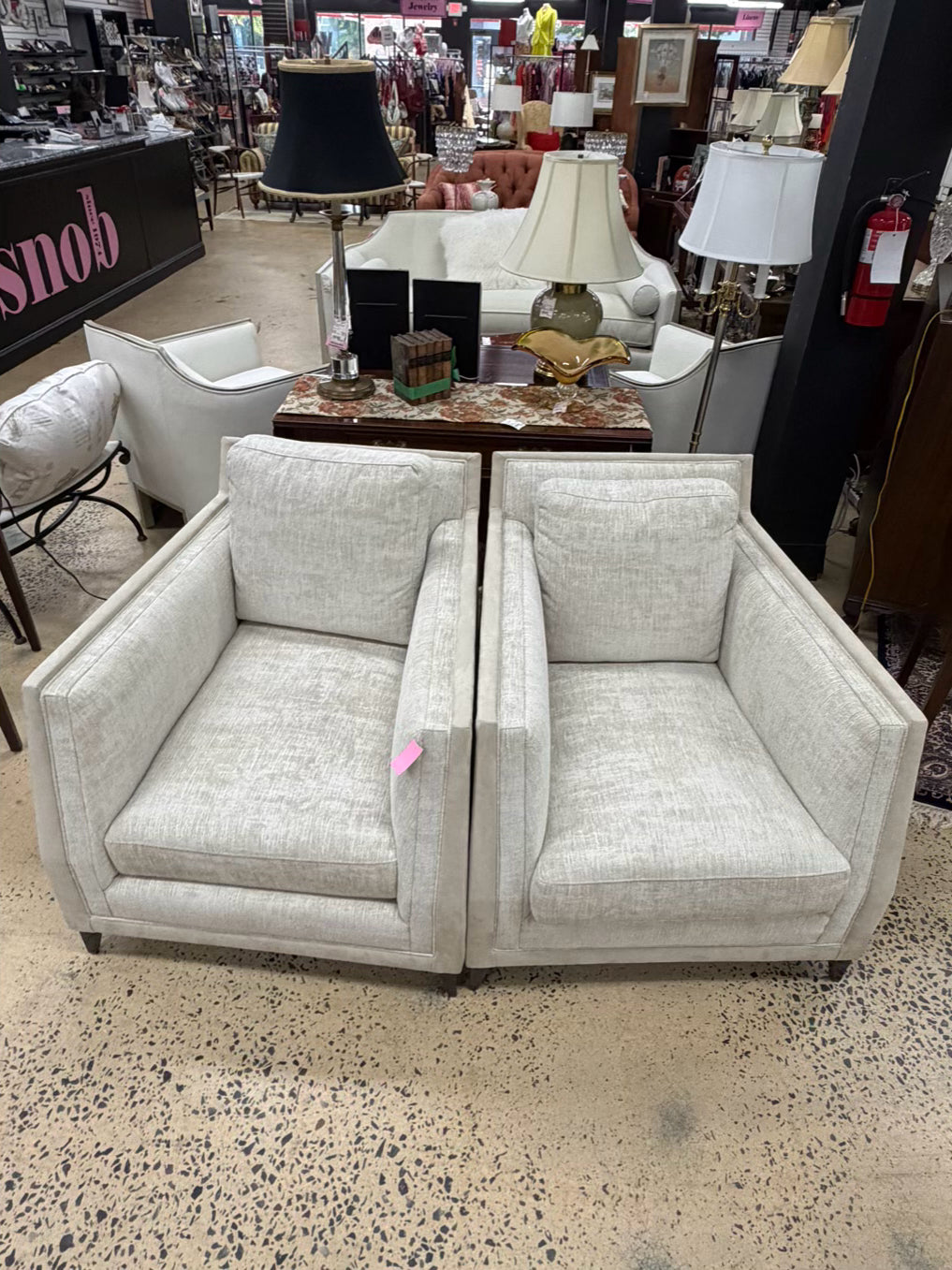 CARACOLE Limitless Chenille Sand Art Deco Pair Of Lounge Chairs