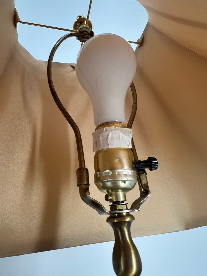 Gold & Aqua Metal Pair of Lamps w/ Shades