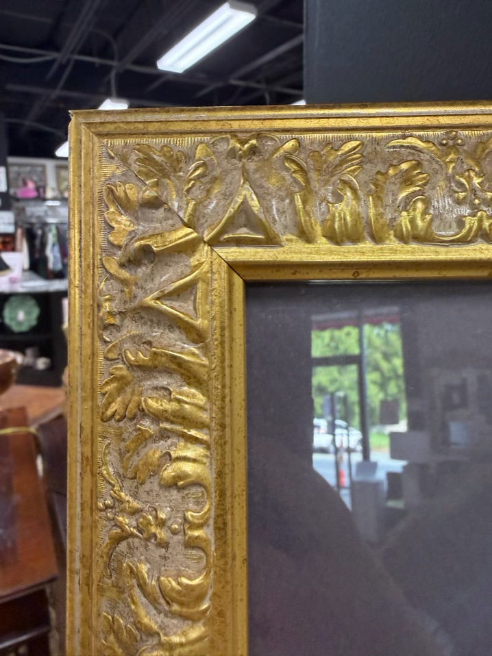 J. FRAILEY Black & White Spaniel Painting In Gold Frame