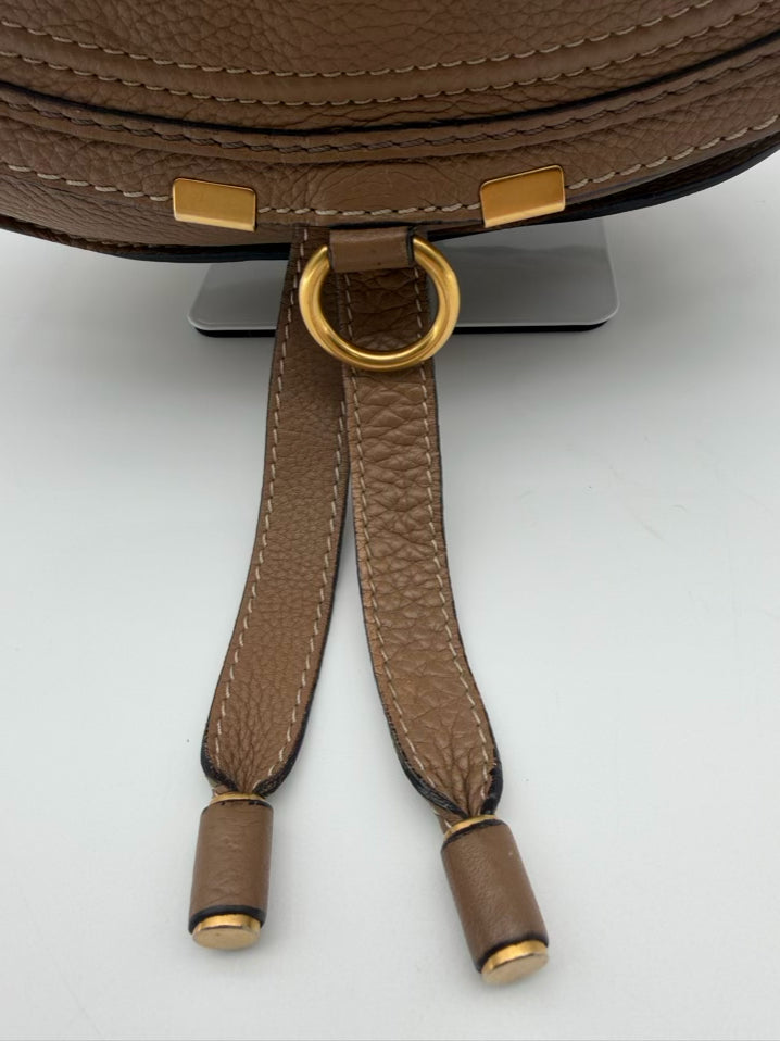 CHLOE Marcie Hobo Taupe Leather Bag