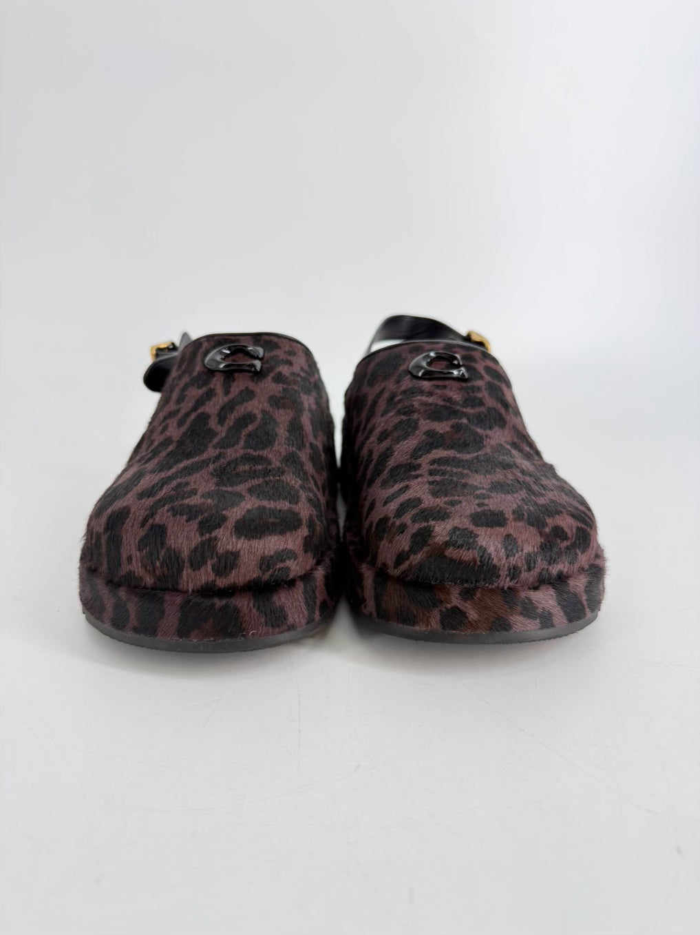 COACH Size 9 Mauve & Black Animal Print Mules