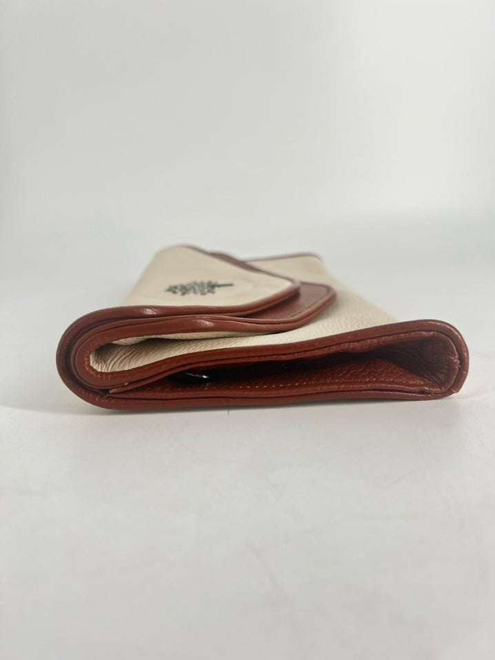 MULBERRY Cream & Brown Leather Clutch Bag