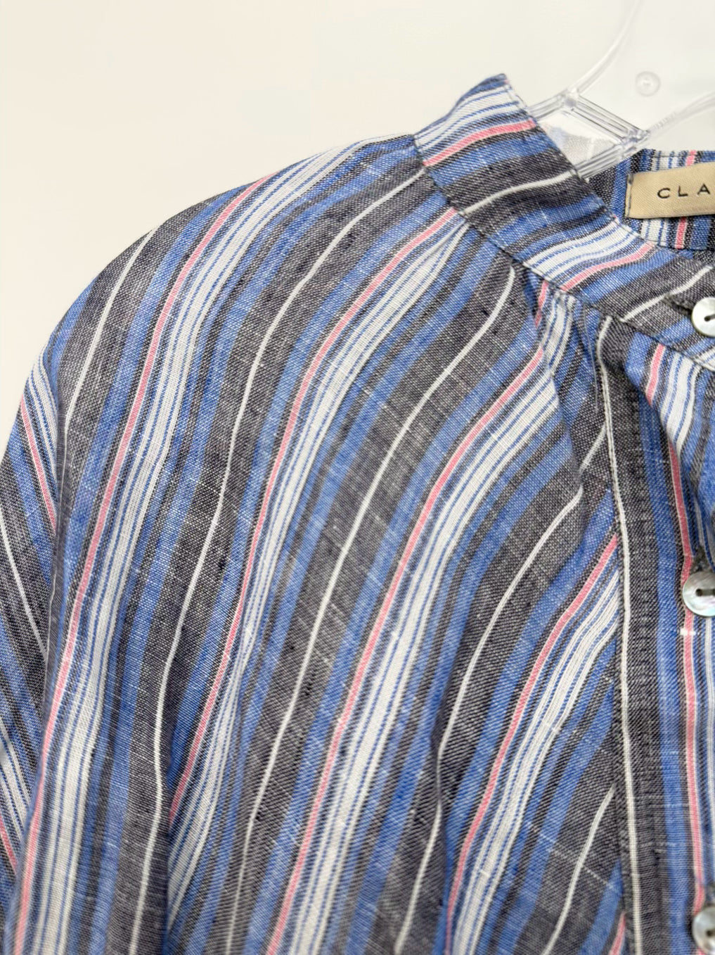 CLARAMONTE Size S/M Blue, White & Pink Stripe Blouse