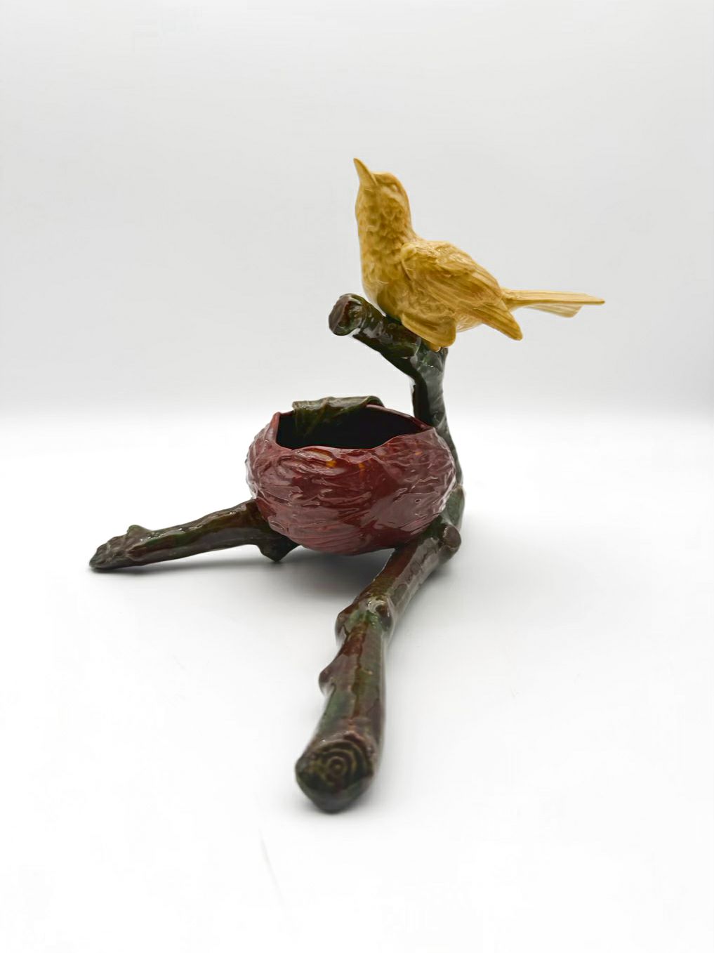CHANGESTROM Brown, Green & Yellow Ceramic Bird Object