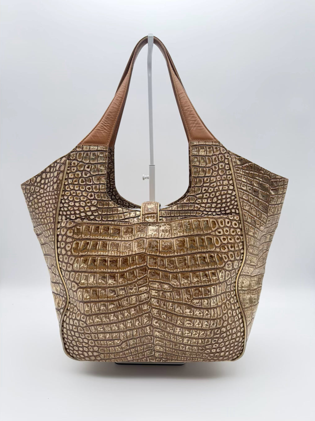 BRAHMIN Carla Leather Gold Embossed Tote