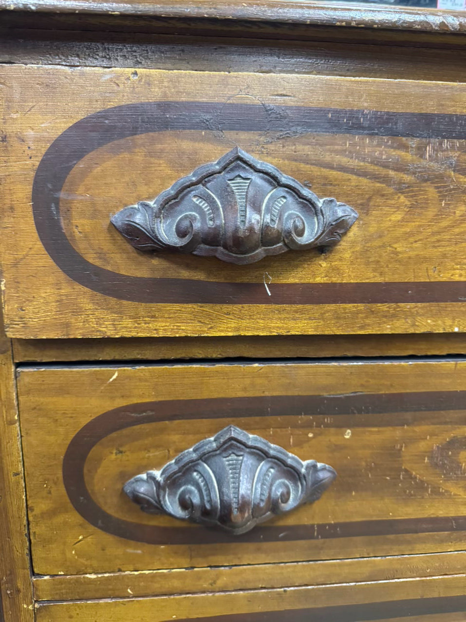 ANTIQUE Wood Dresser w/ Smoky Mirror
