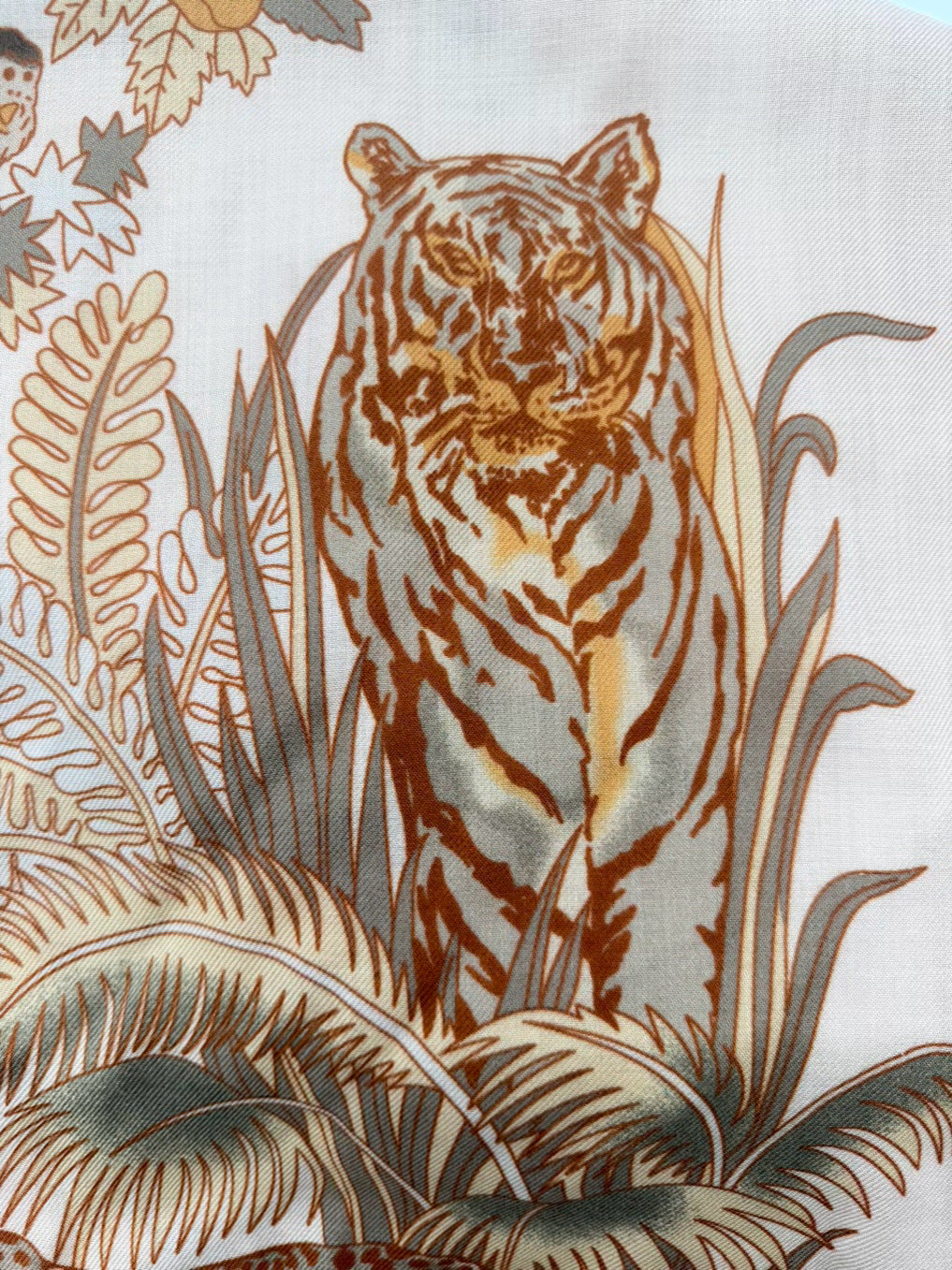 RANI ARABELLA Orange & Cream Cashmere & Silk Large Safari Scarf