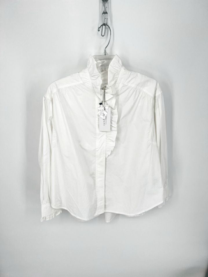 SUNDAYS by WEARESUNDAYS Size M White Ruffle Detail Blouse NWT