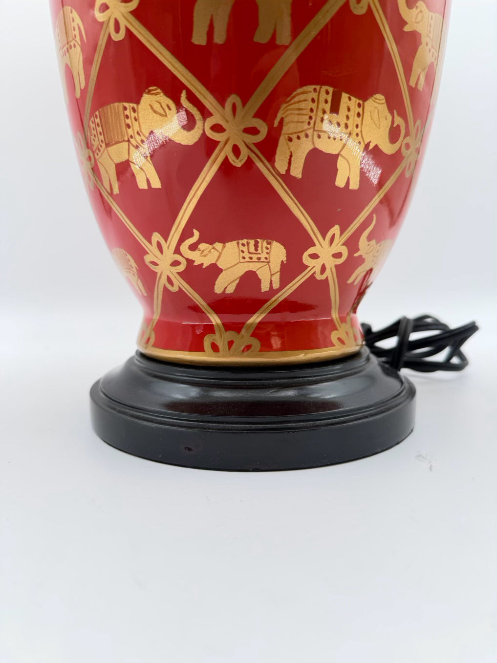 Rust & Gold Ceramic Elephant Lamp w/ Shade