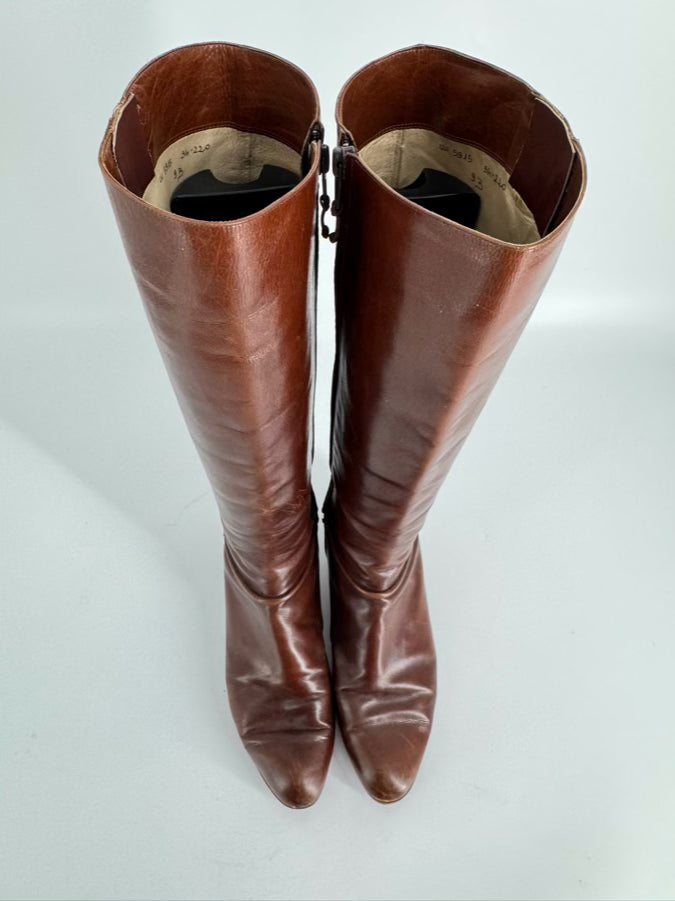 SALVATORE FERRAGAMO Size 9 Chestnut Leather Boots