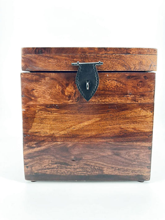 Wood Square Trunk w/ Handles