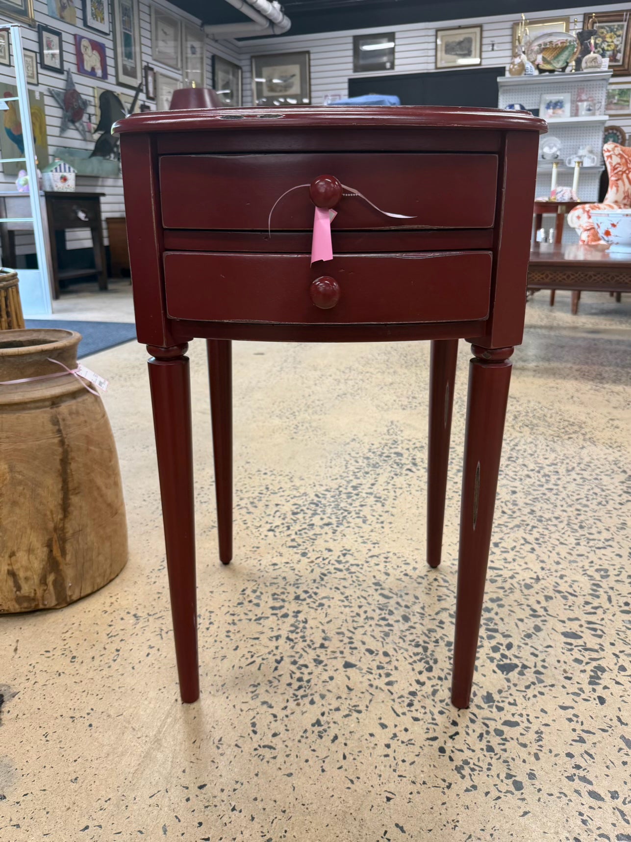 Red Wood End Table w/ Drawer