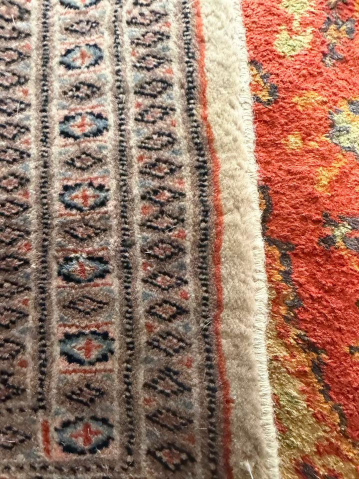 Oriental Taupe, Pink & Blue Silk Area Rug