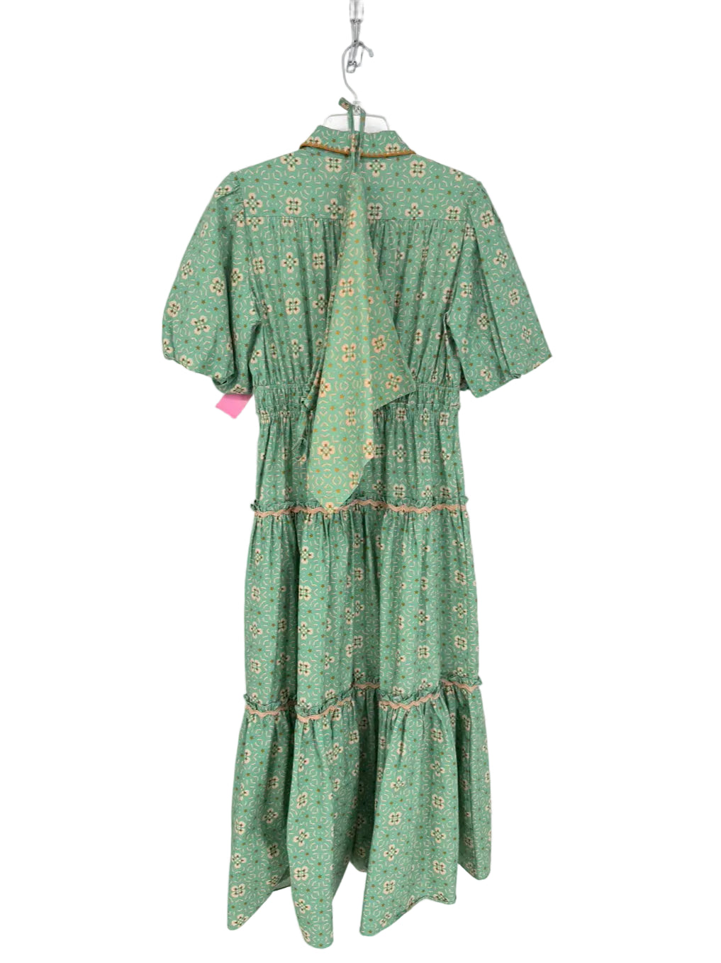 BROOKS AVE Size L Sage Print Puff Sleeve Maxi-Dress w/ Dust Bag NWOT