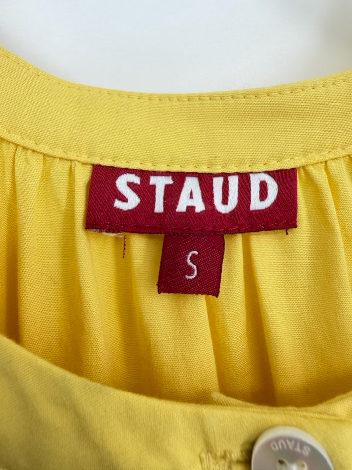 Staud Size Wmn's S Yellow Button Down Balloon Sleeve Maxi-Dress