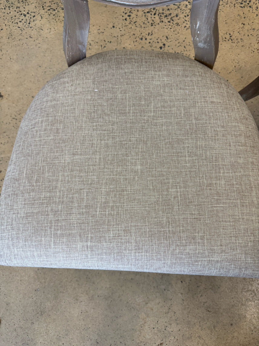 White Wash Wood Upholstered Pair of Side Chairs