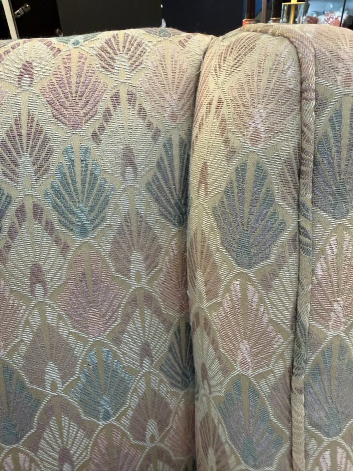 VINTAGE  Cream & Pink Wing Back Chair