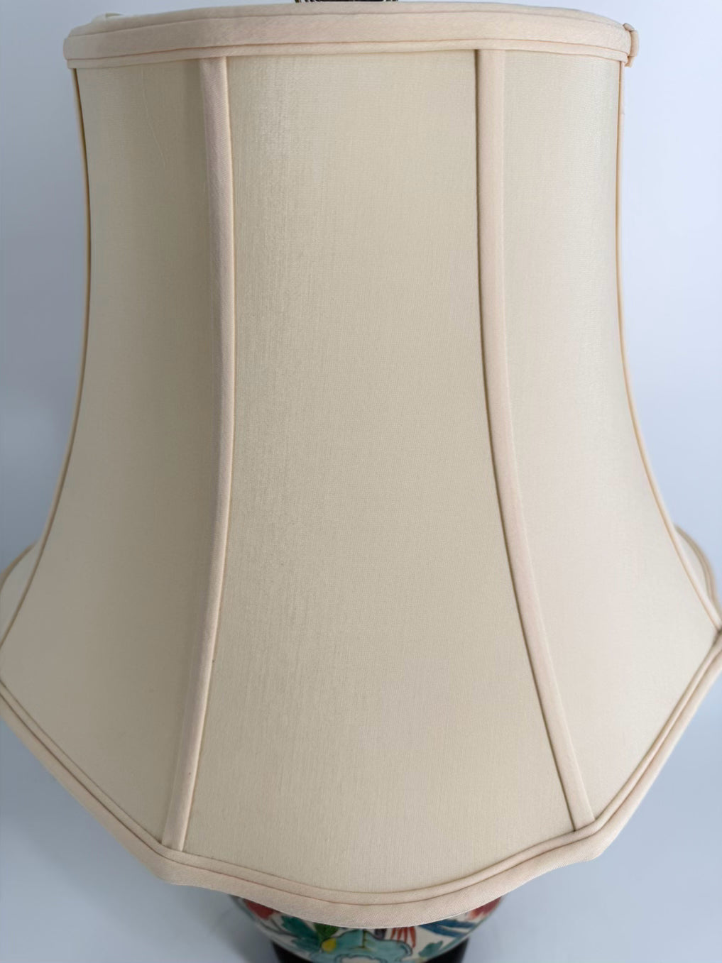 Tan, Rust & Green Porcelain Lamp w/ Shade