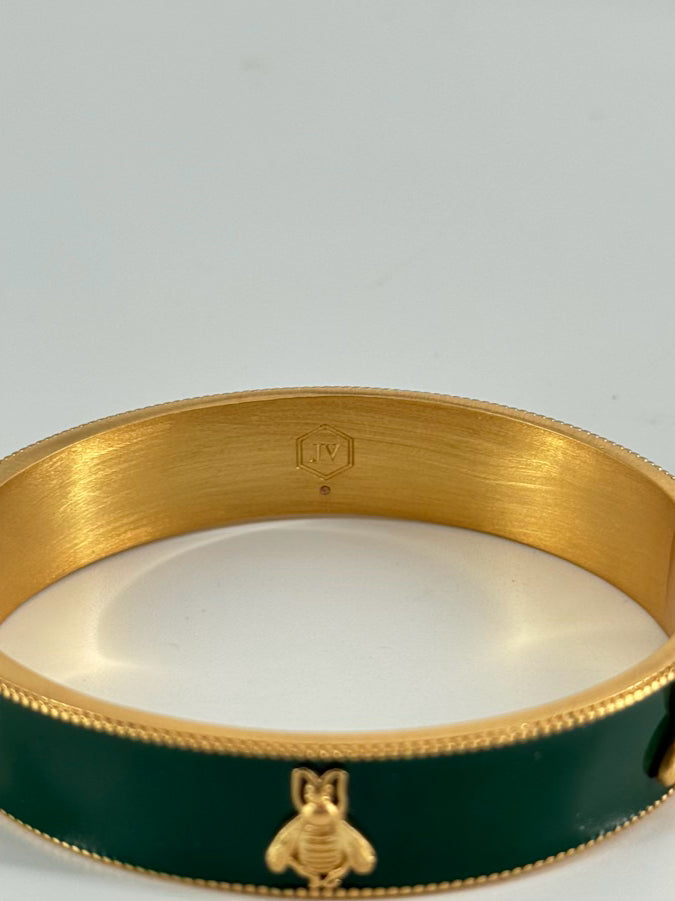 JULIE VOS 24K PLATED GOLD Green Bee Cuff Bracelet